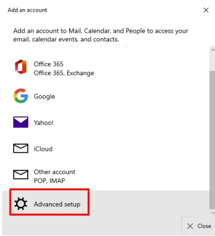 Configuração do cliente de e-mail: Windows 10,11+