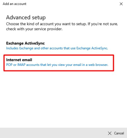 Configuração do cliente de e-mail: Windows 10,11+